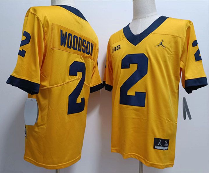 Men Michigan Wolverines #2 Woodson Yellow 2025 NCAA Jersey->ncaa teams->NCAA Jersey